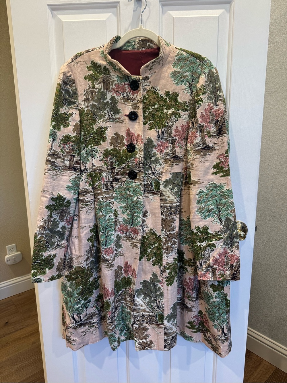 Vintage Landscape Woven Tapestry Coat Longline Fully Lined